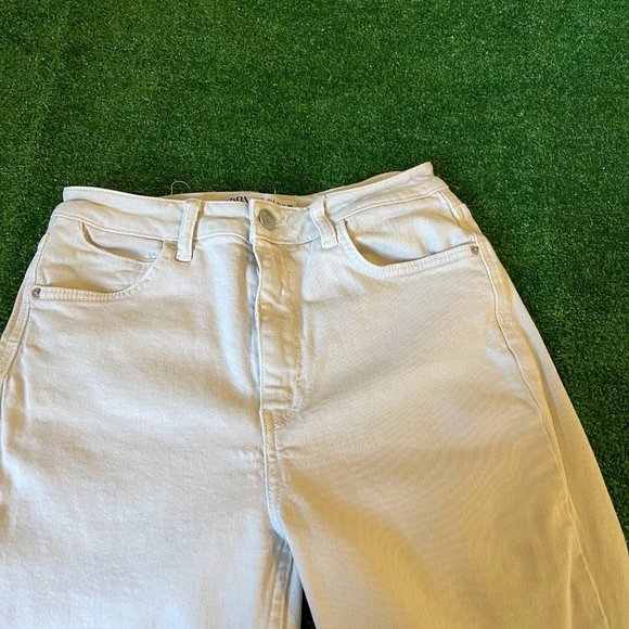 Zara Women's Split Raw Hem High Rise Denim Collection Beige Jeans Pants Size 06 - Picture 8 of 16